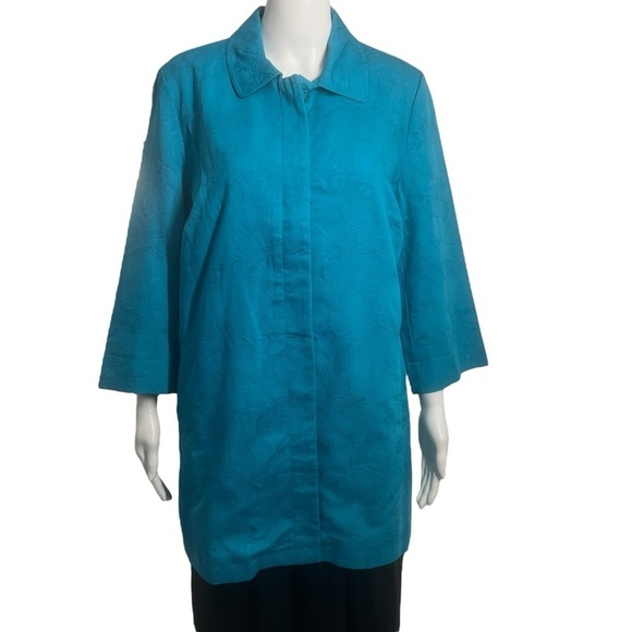 Chico’s Beautiful Lined Turquoise Blazer Jacket Coat Size 2 - Picture 1 of 9